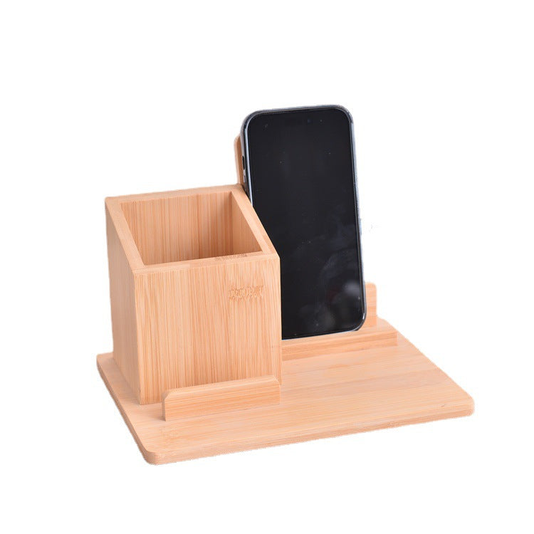 3-in-1 Bamboo Charger Station with Pen Holder