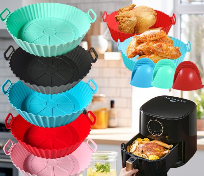 Reusable Air Fryer Pan with Heat-Resistant Silicone Mitt