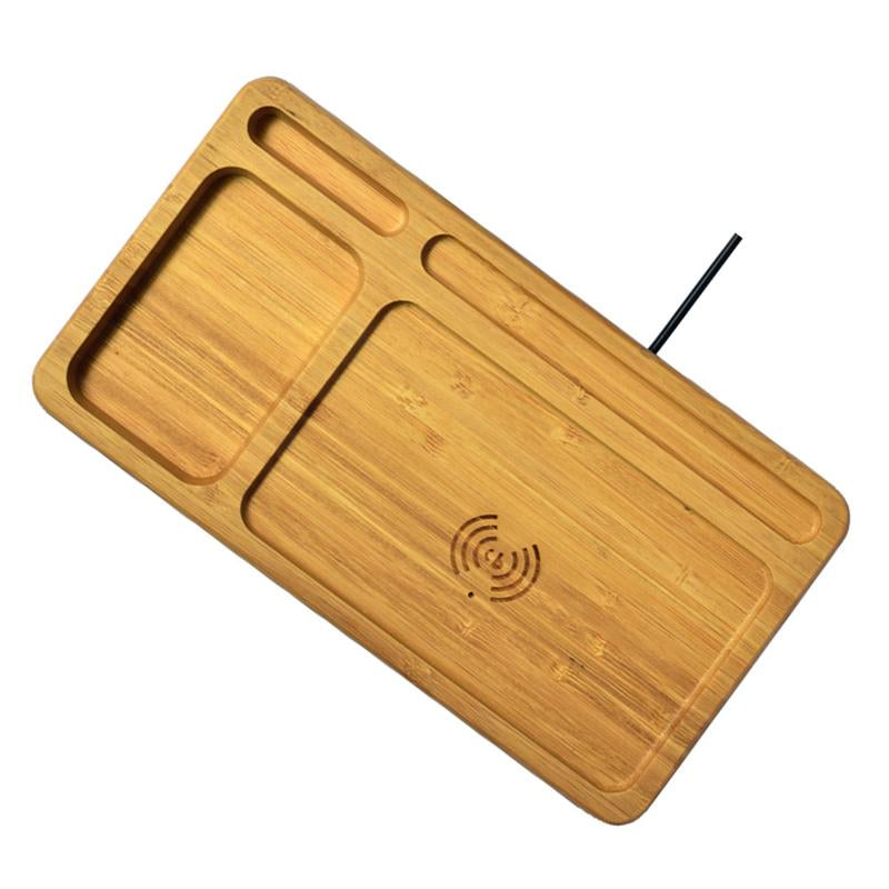 Eco-Friendly Bamboo Wireless Charger Desk Organizer