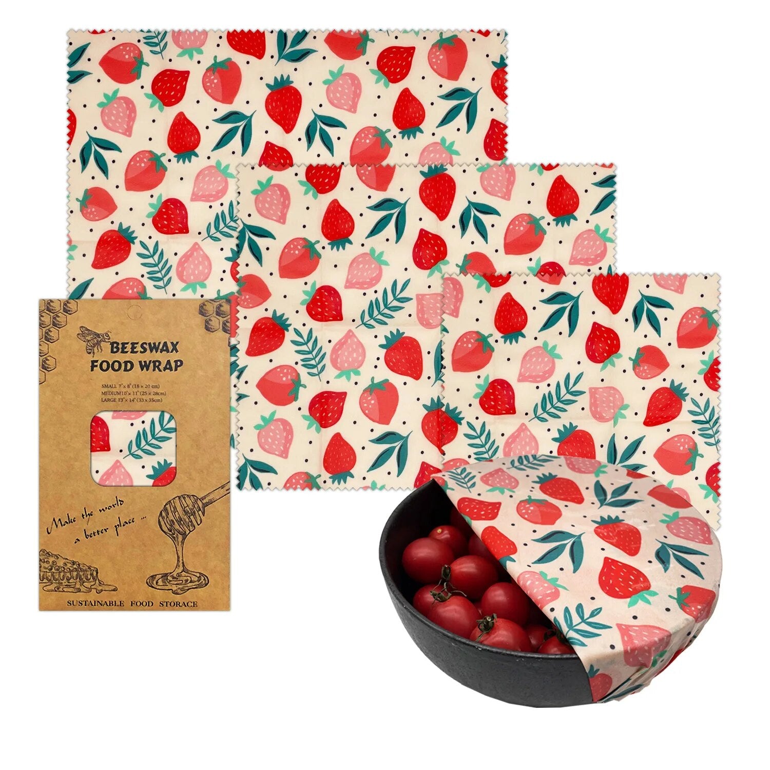 Reusable Organic Cotton Food Wraps Set