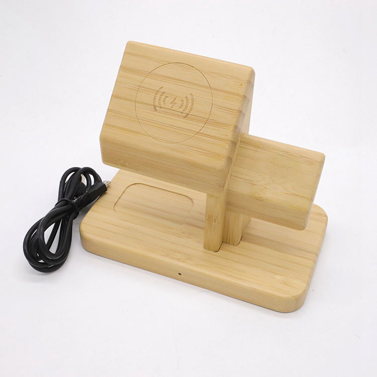 3-in-1 Bamboo Wireless Charging Stand - 15W