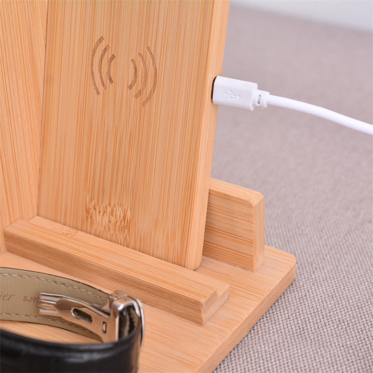 3-in-1 Bamboo Charger Station with Pen Holder