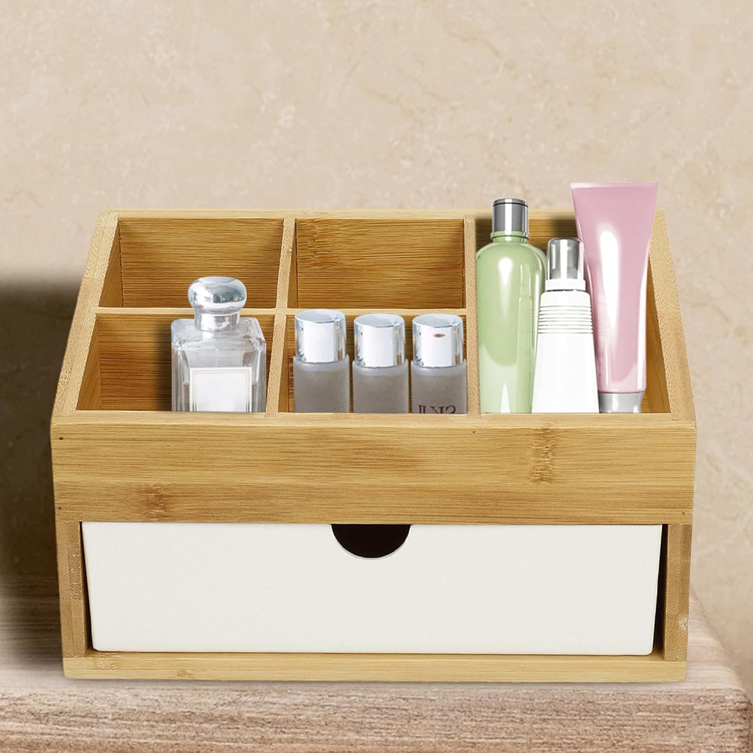 Bamboo Fiber Jewelry and Makeup Organizer with Drawer