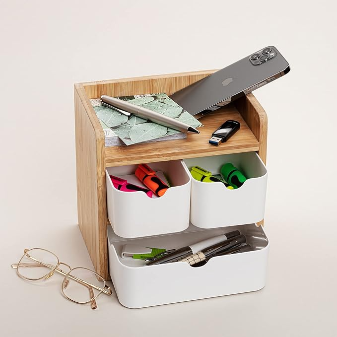 Bamboo Organizer Shelf with 3 Drawers