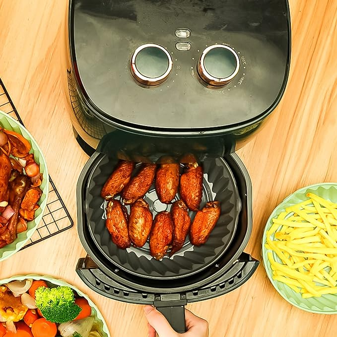 Reusable Air Fryer Pan with Heat-Resistant Silicone Mitt